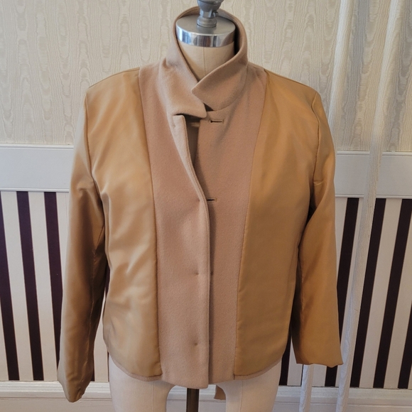 HARVE BERNARD Wool Blend Tan Blazer Jacket Size 10 - Picture 4 of 7